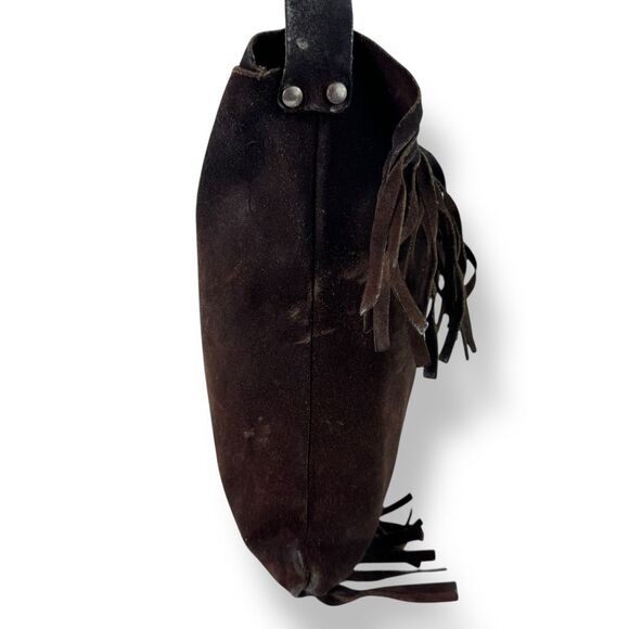Bohemian Fringe Western Cowgirl Handmade Boho Brown Suede Leather Crossbody Bag - Picture 7 of 12